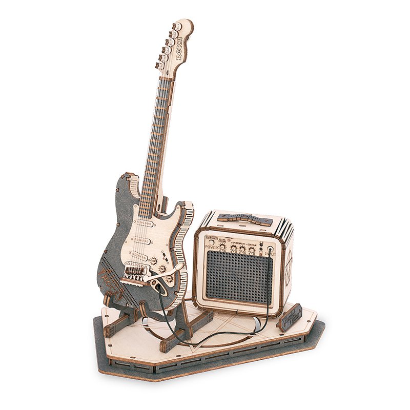 Houten Puzzel 3D Electric Guitar, Robotime, TG605K, 17x10,5x22cm