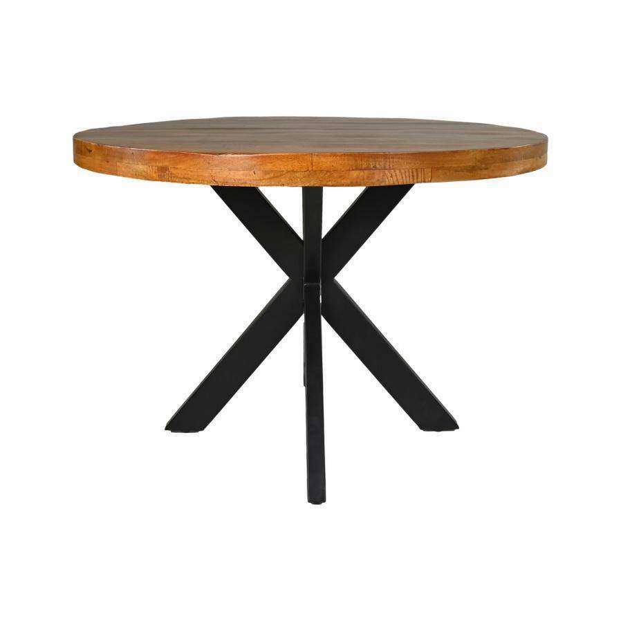 HSM Collection-Ronde Eettafel Melbourne-110*110*76-Bruin/Zwart-Mango/Metaal