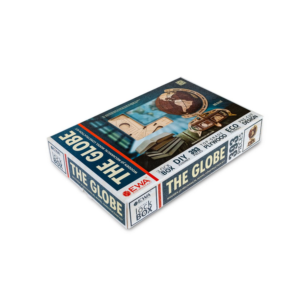 Eco Wood Art 3D Mechanische Puzzel Globe Bruin, 389, 32,x32x50,5cm