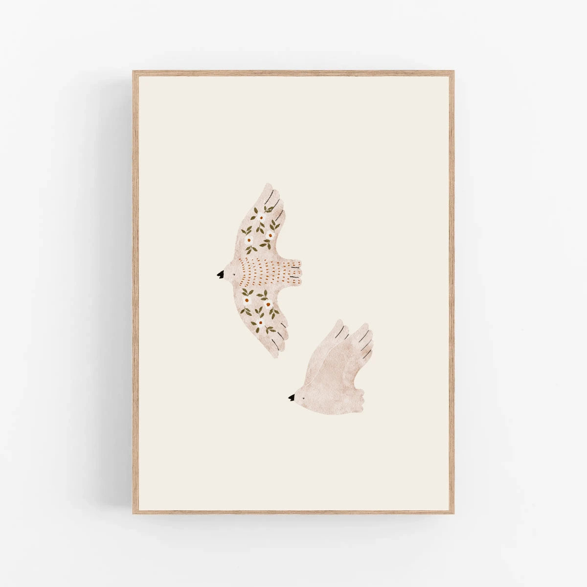 Set van 3 posters - Vogels, insecten en bloemen | Spring garden - Bloemen - Insecten - Kinderkamer poster - Babykamer poster - Wanddecoratie