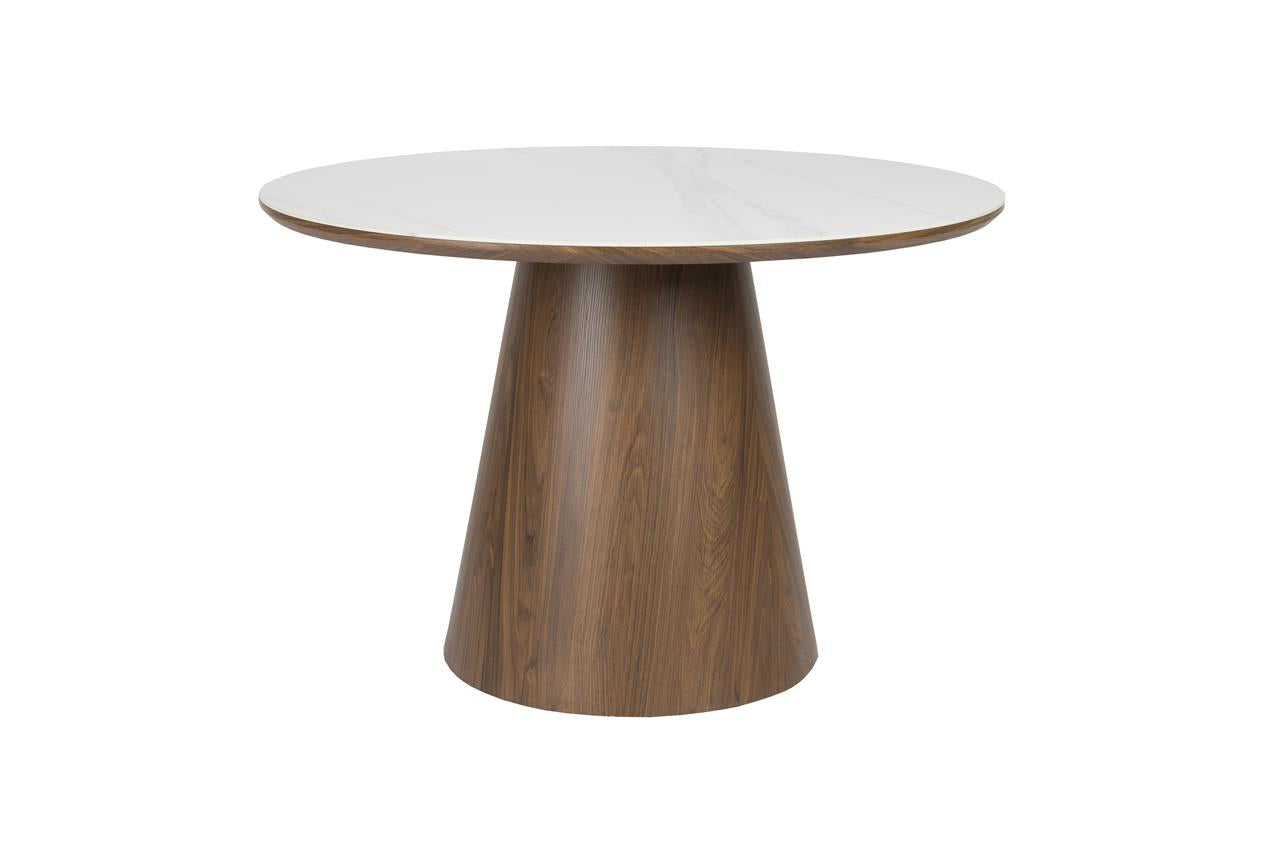 MF Living dinertafel rond 115 cm Hout Wit/ Bruin donker