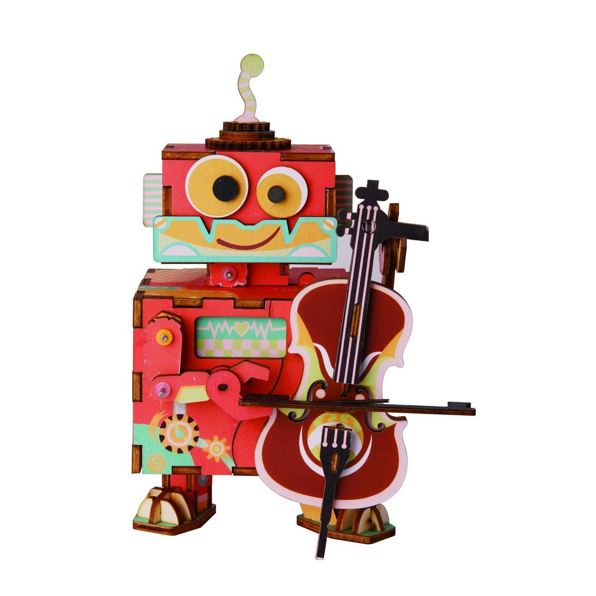 Muziekdoos Hout DIY 3D Puzzel Little Performer, Robotime, AMD53, 12,1×9,1×16,7 cm