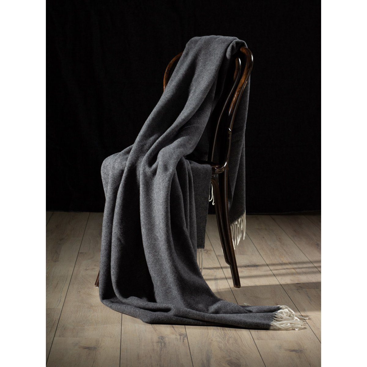 Merino/kasjmier plaid MILANO - donkergrijs