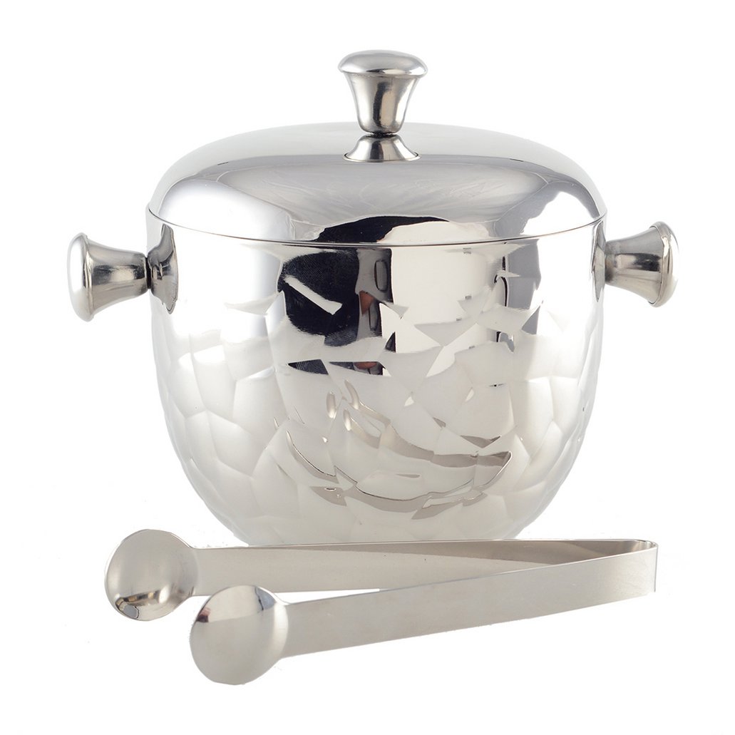 DUBBELWANDIGE ZILVEREN IJSEMMER MET CLIP 16X16X18CM