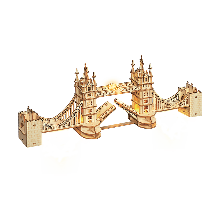 3D Houten Puzzel, Tower Bridge incl. verlichting, Robotime, TG412, 36x7,5x11,1cm