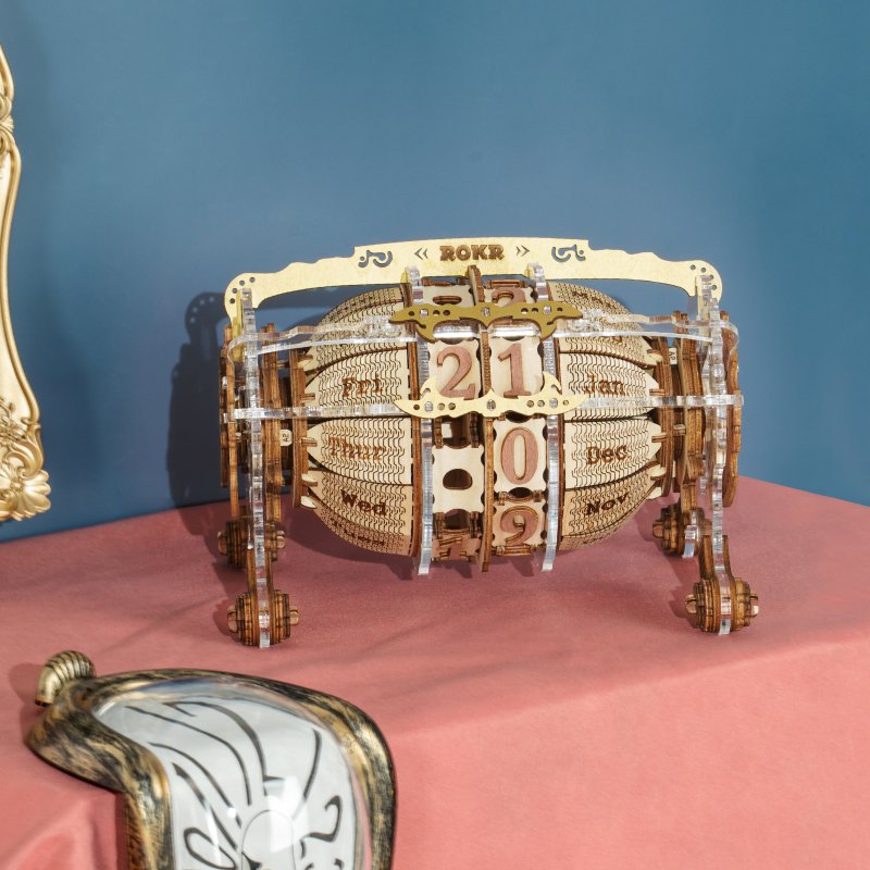 3D Houten Puzzel Tijdmachine Kalender, Robotime, LC801, 21,5x14,5x14,6cm