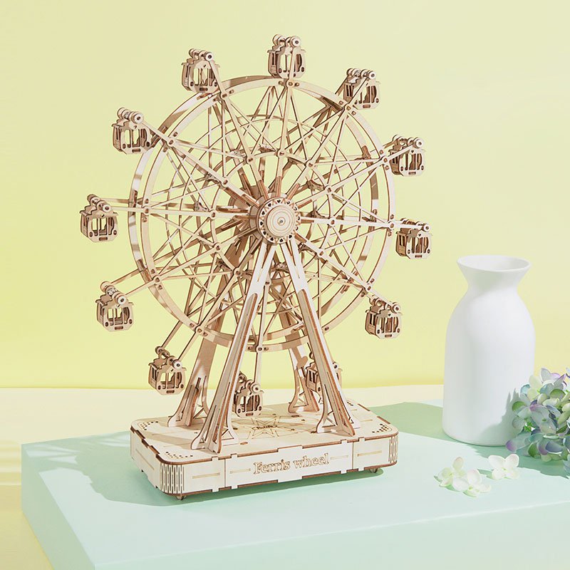3D Puzzel Muziekdoos Hout Ferris Wheel, Robotime, TGN01, 28,1 x 10 x 33,8 cm