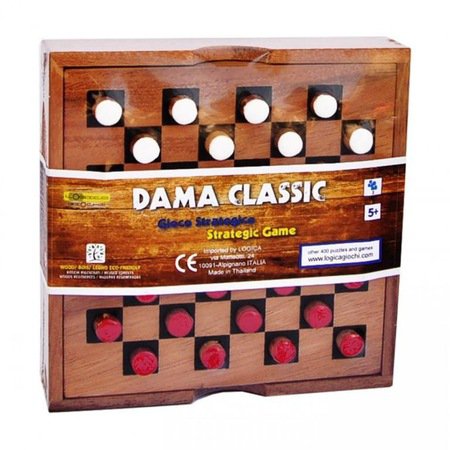 Logica Giochi Houten Bordspel Dammen, LG825, 14x14x3cm
