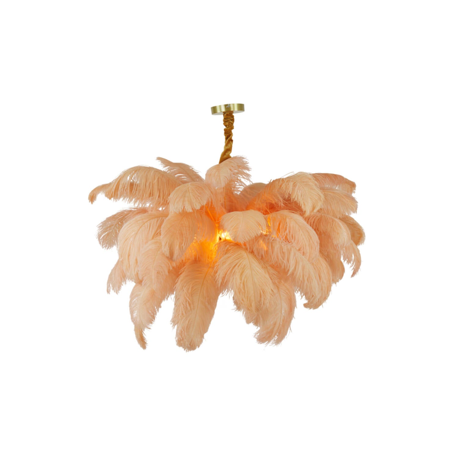 Hanglamp E14 Ø80 cm FEATHER goud+perzik