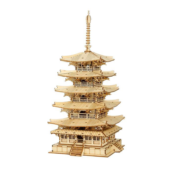 3D Houten Puzzel Five-storied Pagoda, Robotime, TGN02, 16x16x32cm