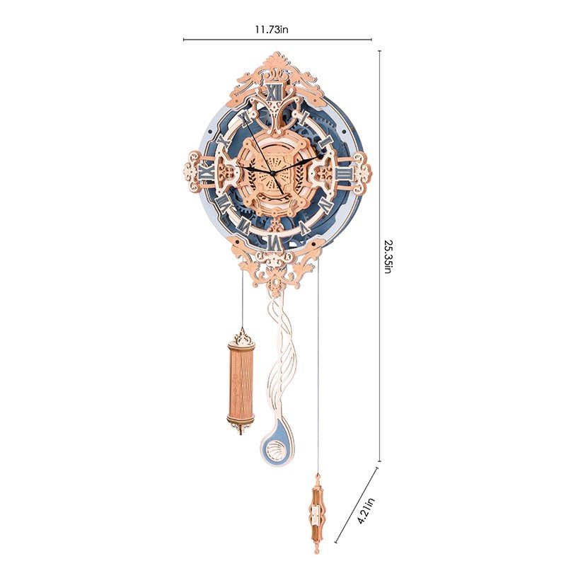 3D Houten Puzzel Romantic Note Wall Clock, Robotime, LC701, 29,8x10,7x64,4cm