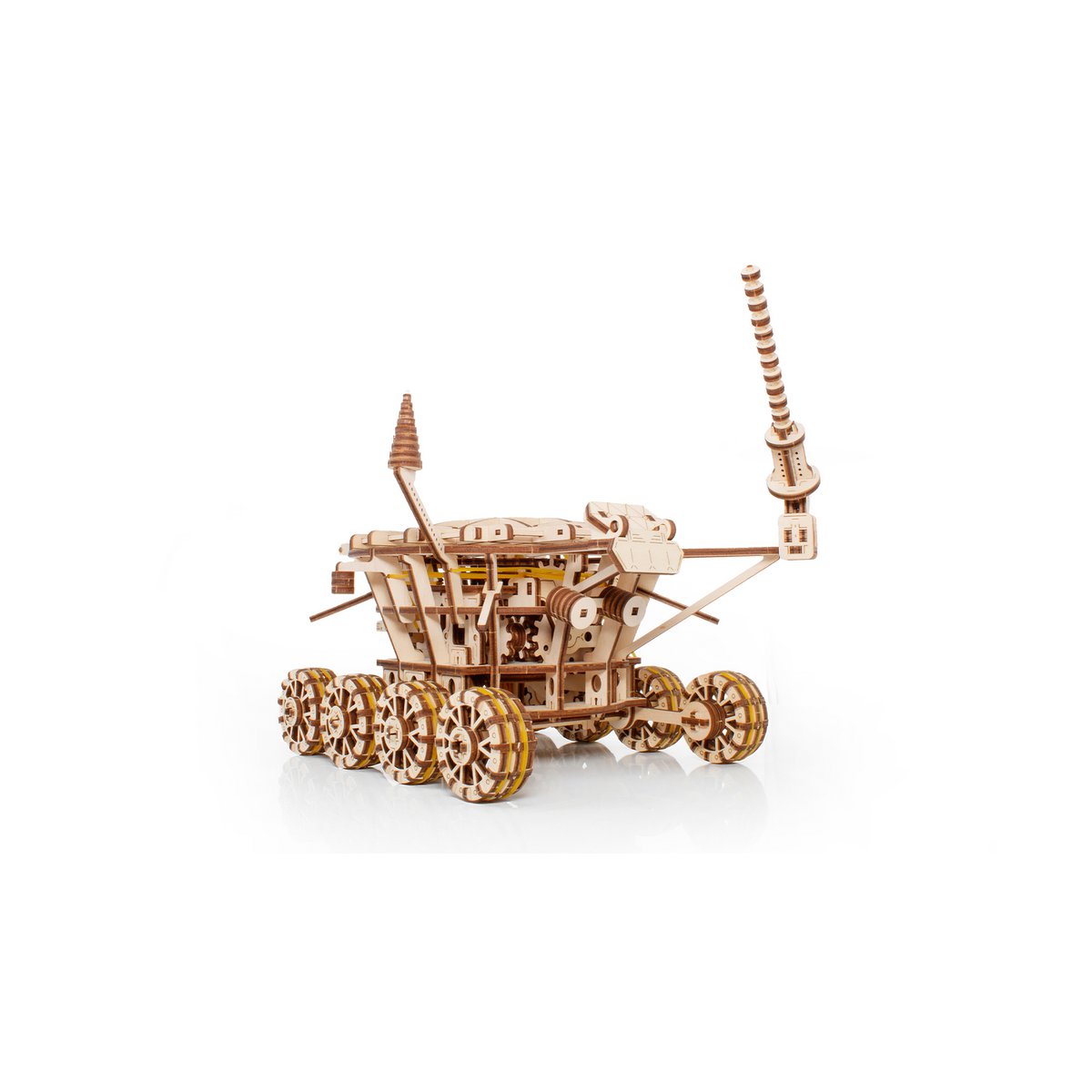 Eco Wood Art 3D Mechanische Puzzel Moonrover wind-up Lunokhod, 1492, 32x24x23cm