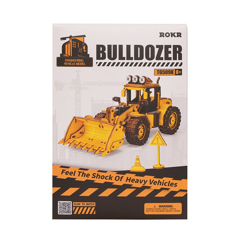 Houten Puzzel 3D Bulldozer, Robotime, TG509K, 18x6,5x9cm