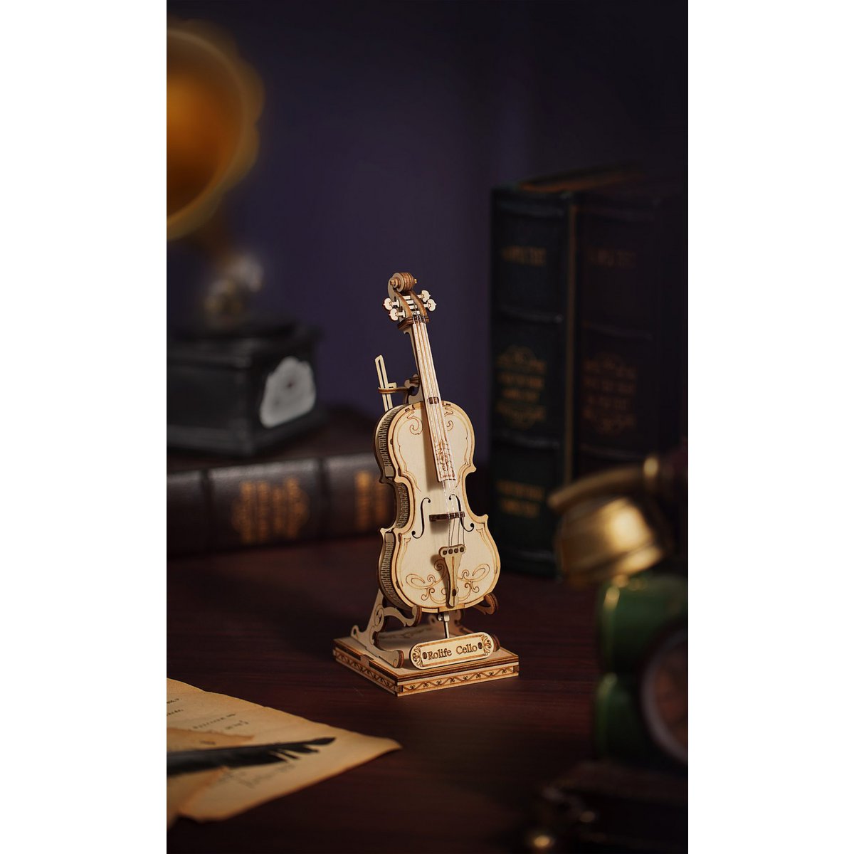 3D Houten Puzzel Muziekinstrument Cello, Robotime, TG411, 7x7x20cm
