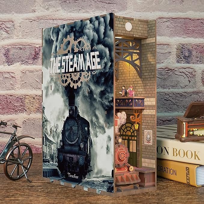 DIY Book Nook Boekensteun The Steam Age, Tone-Cheer, TQ125, 18x8x24,5cm
