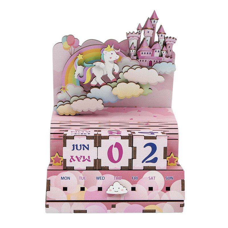 DIY Houten Puzzel Kalender, Happiness Castle, Tone-Cheer, TQ009, 13,4x8,9x10,4cm