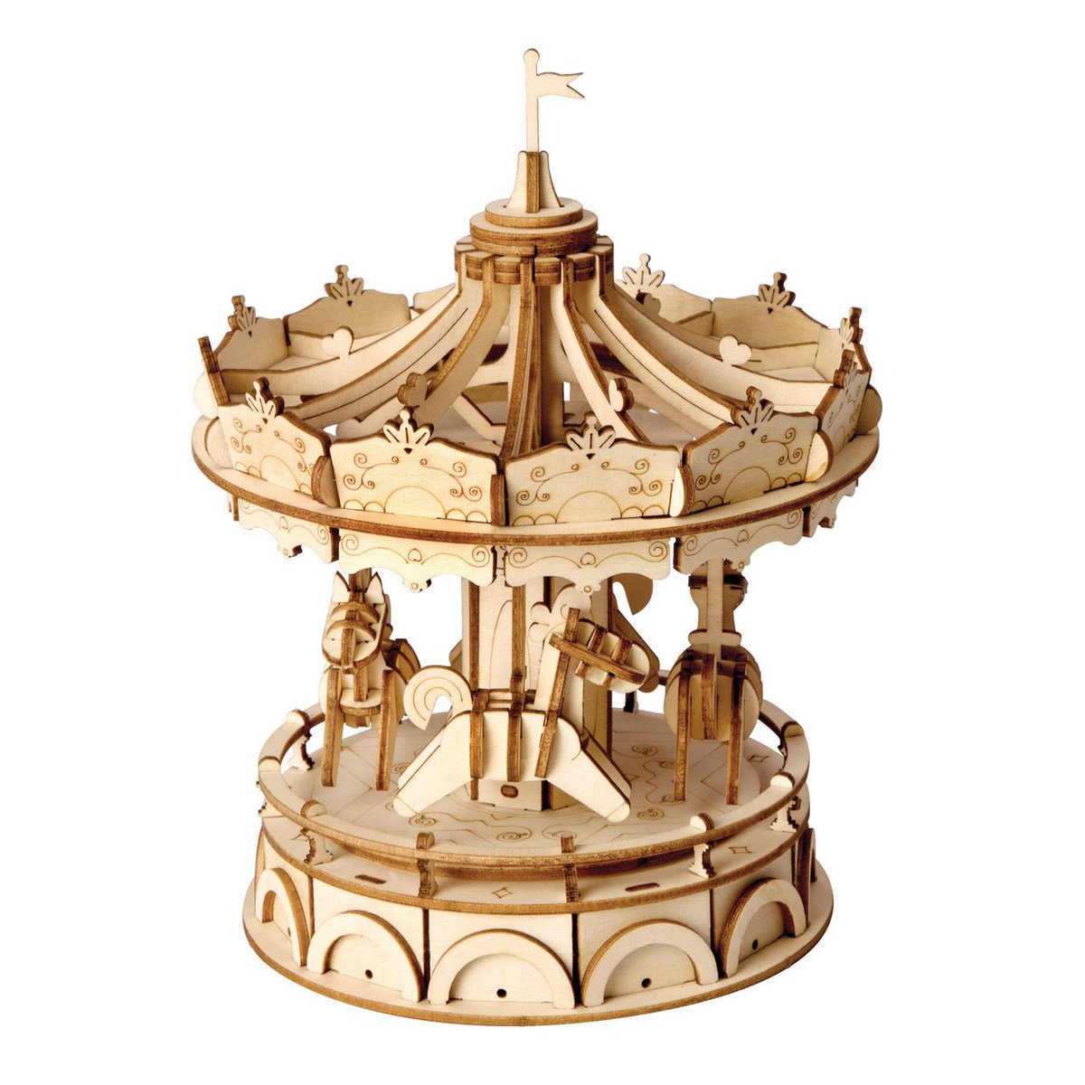 3D Houten Puzzel Merry Go Round, Robotime, TG404, 12x12x15 cm