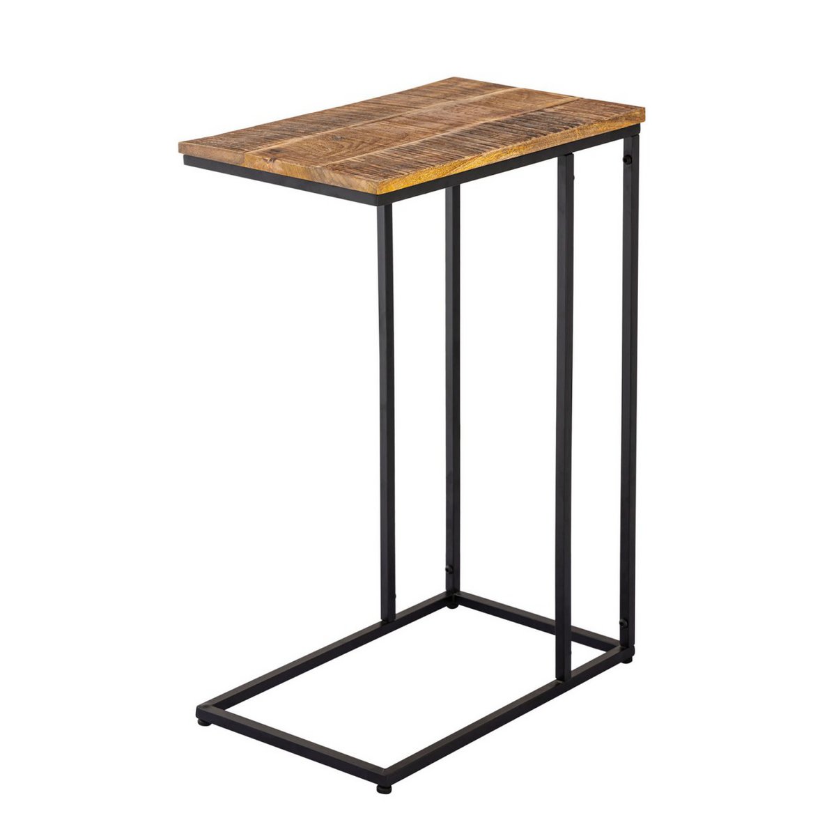 Bijzettafel hout 25x60x40cm duurzame banktafel laptoptafel C-tafel Toronto metalen frame