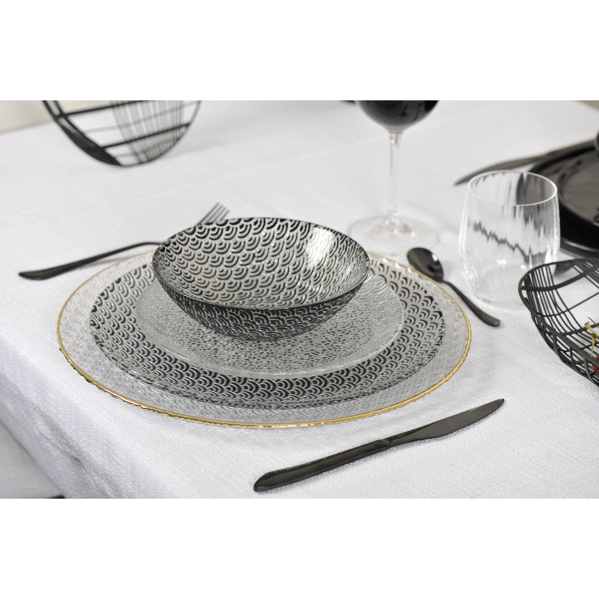 Bestekset 24 glanzend zwarte stuks