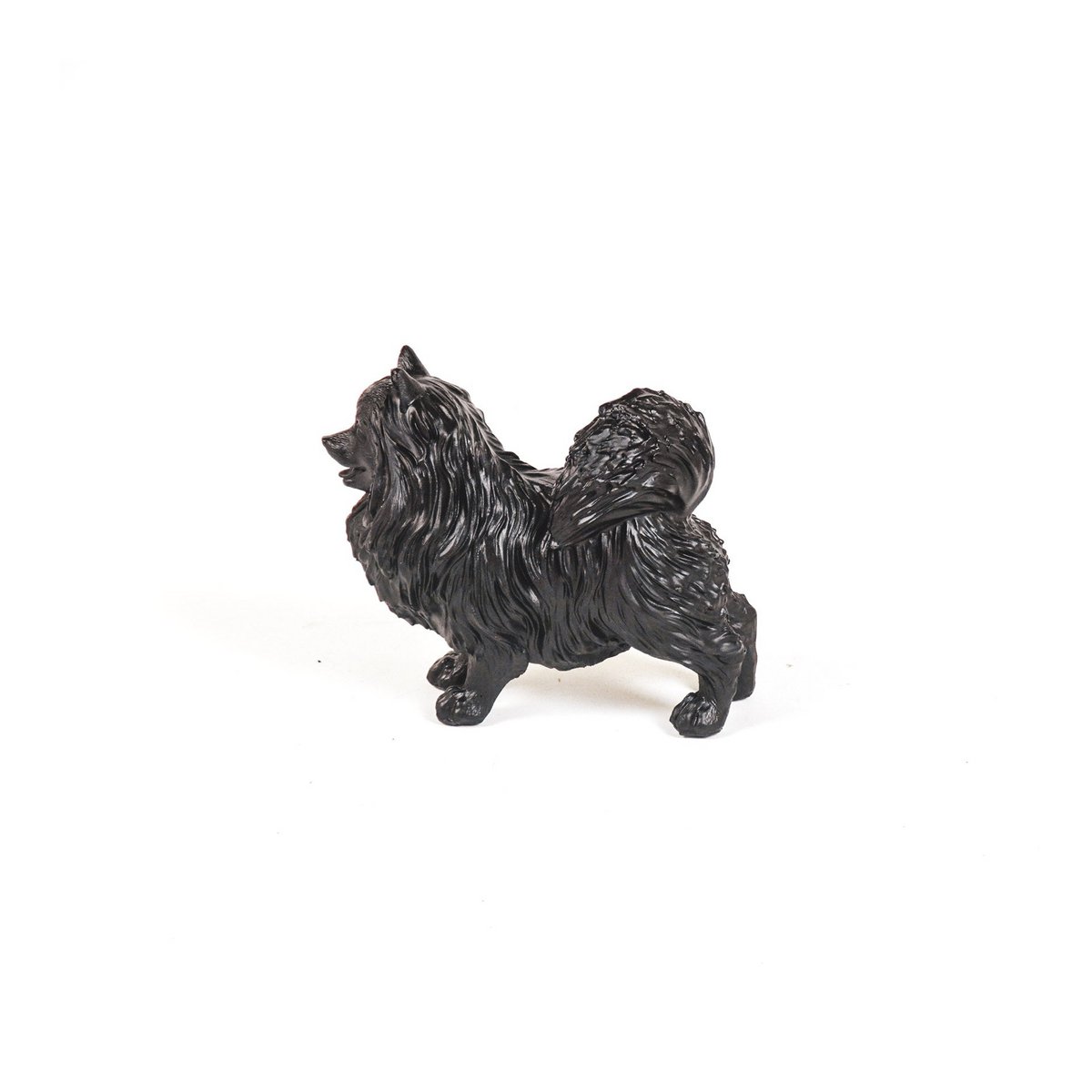 Ornament - Pommeren Hond - Polyresin - Zwart - 23x10x18cm