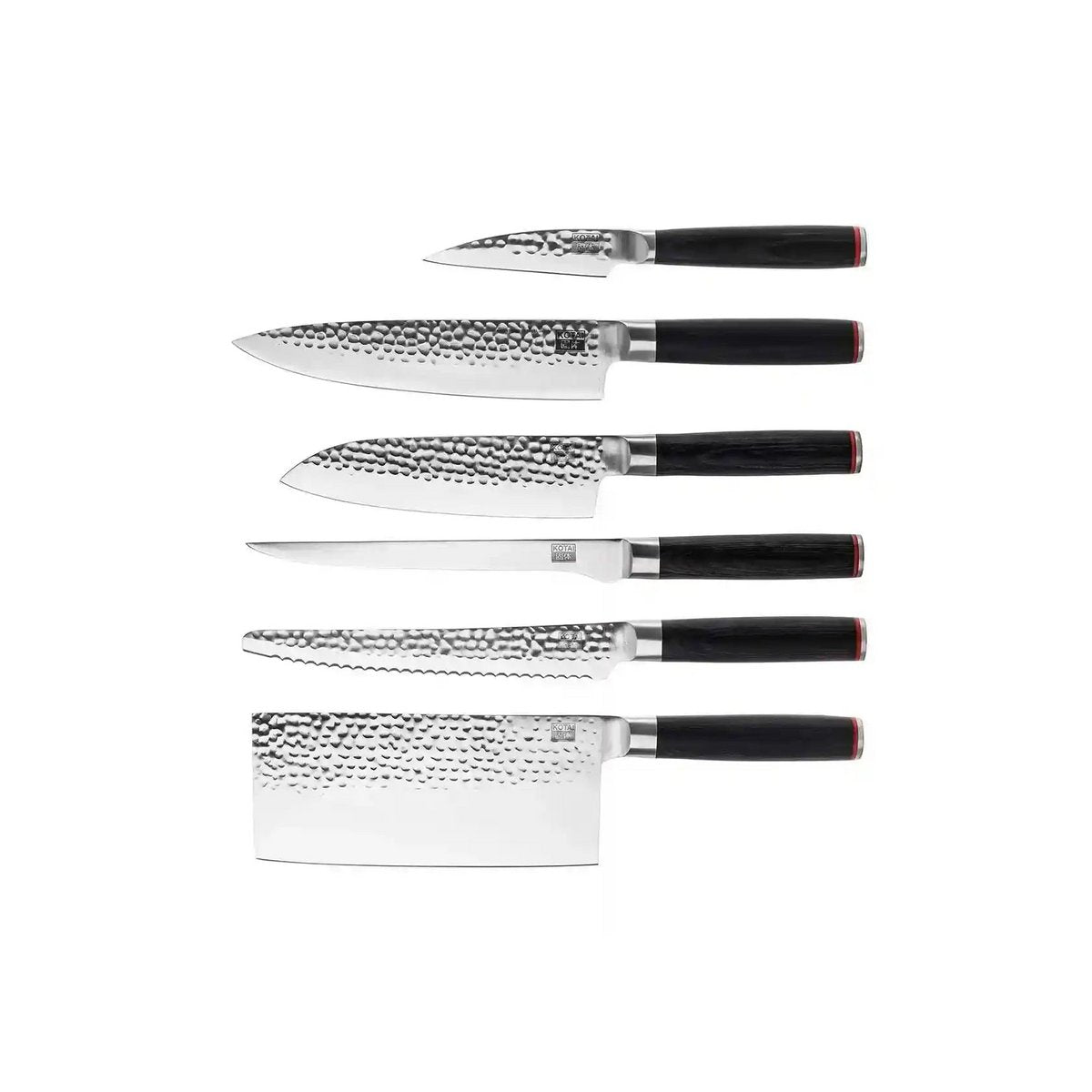 Messenset - De Complete Set: 6 messen (schilmesje + santoku + gyuto + fileermes + broodmes + hakmes)