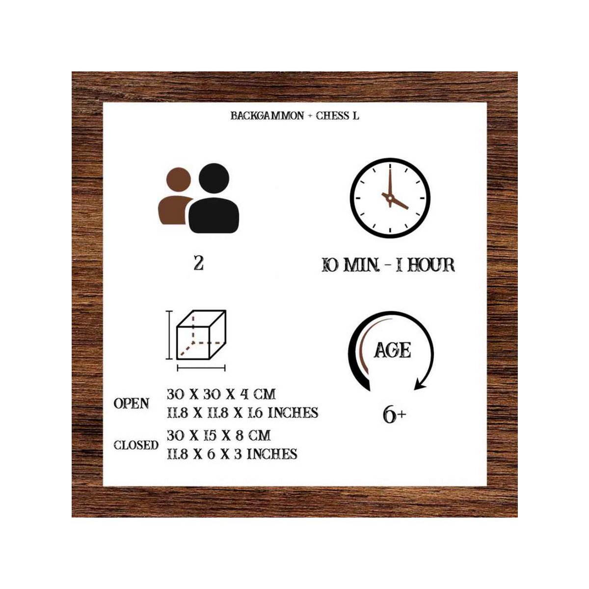 Logica Giochi Houten Schaak en Backgammon in 1 reisspel, LG610, 32x16x9cm
