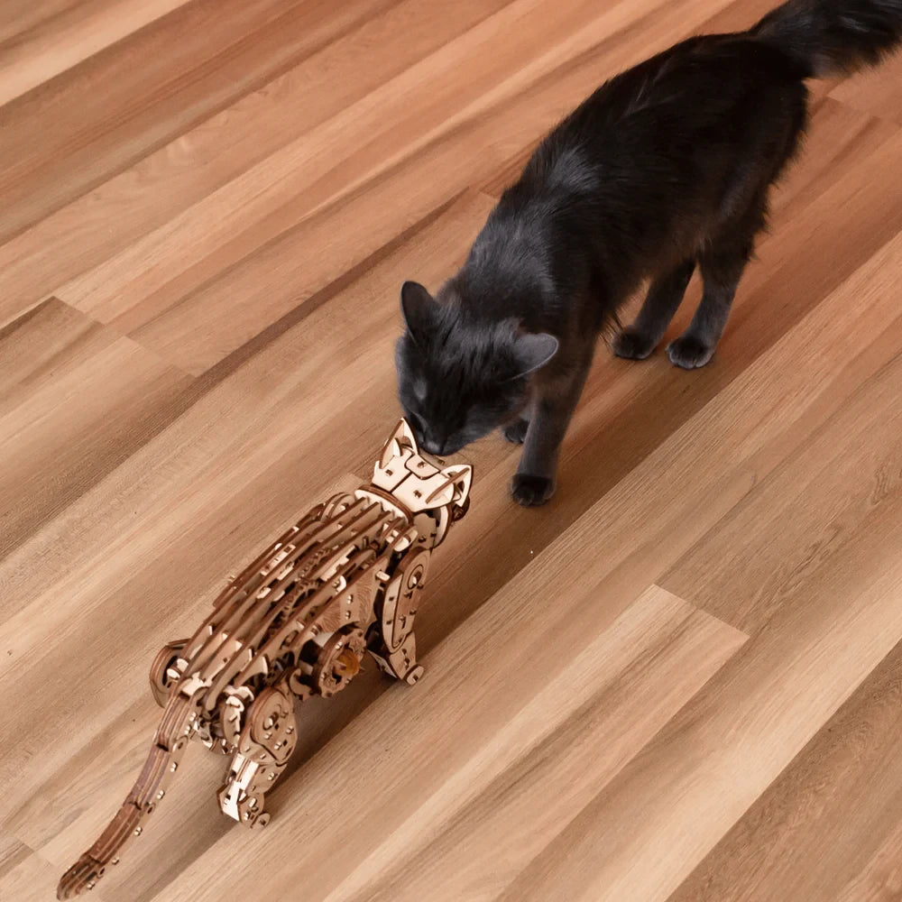 3D Houten Puzzel Mechanische Wilde Kat/ Wild Cat, Eco Wood Art, 2604, 47,6x11x18,9cm