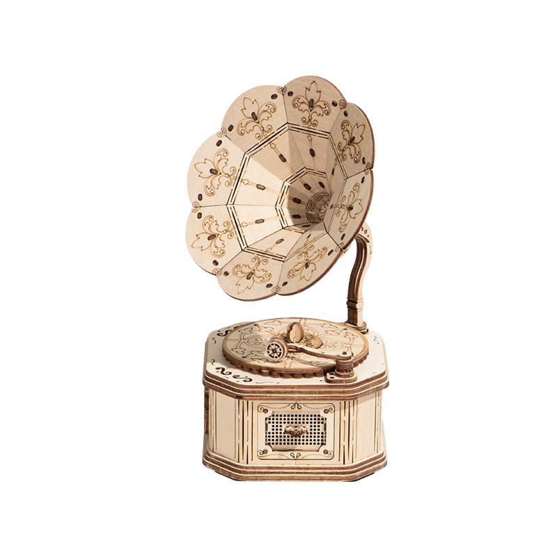 3D Houten Puzzel Grammofoonspeler, Robotime, TG408, 11,2x10,2x18,5cm