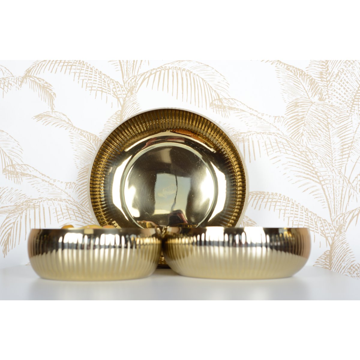 GOUDEN FRUITSCHAAL MET GERIBBELPATROON 36CM