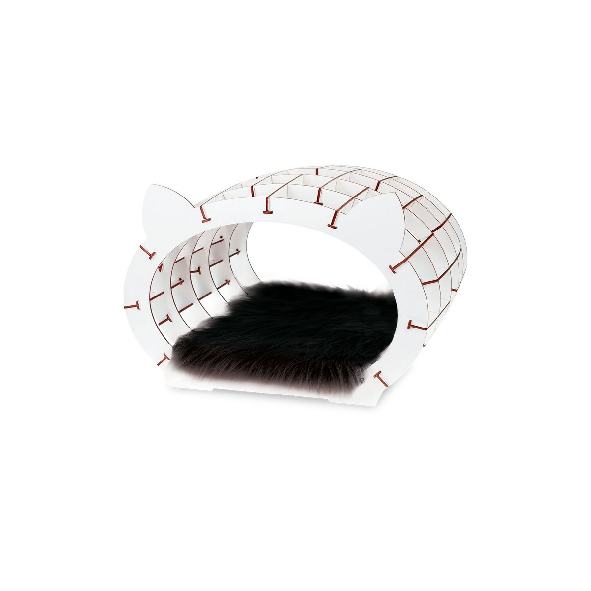 EWA 3D Bouwpakket Houten huisje Wit met Zwart Pluche Vachtje, 1744, 48x36,2x45,6cm