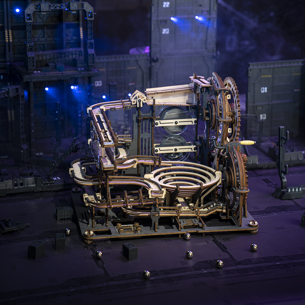 3D Houten Puzzel Knikkerbaan Marble Night City, Robotime, LGA01, 32,5x21,4x22,8cm