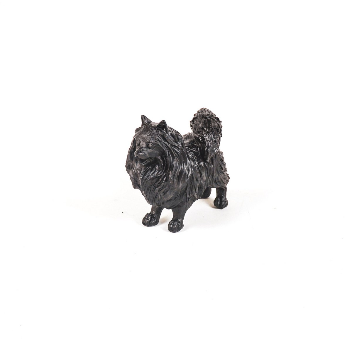 Ornament - Pommeren Hond - Polyresin - Zwart - 23x10x18cm