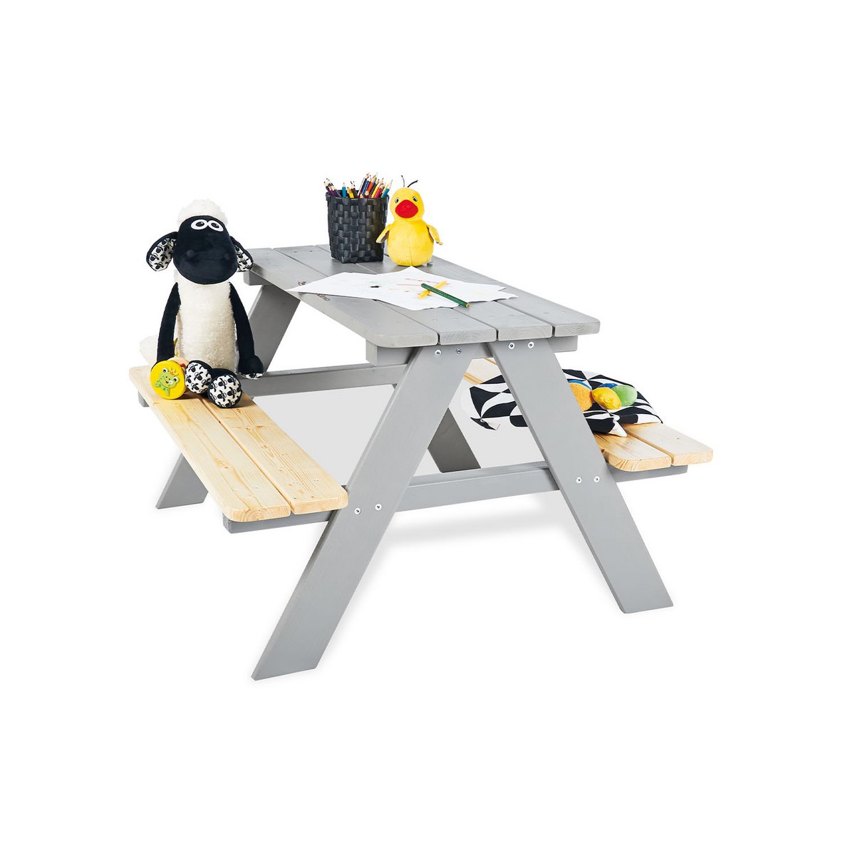 Kinderpicknickbank 'Nicki 4' grijs