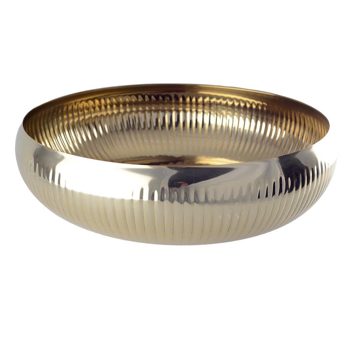 GOUDEN FRUITSCHAAL MET GERIBBELPATROON 36CM