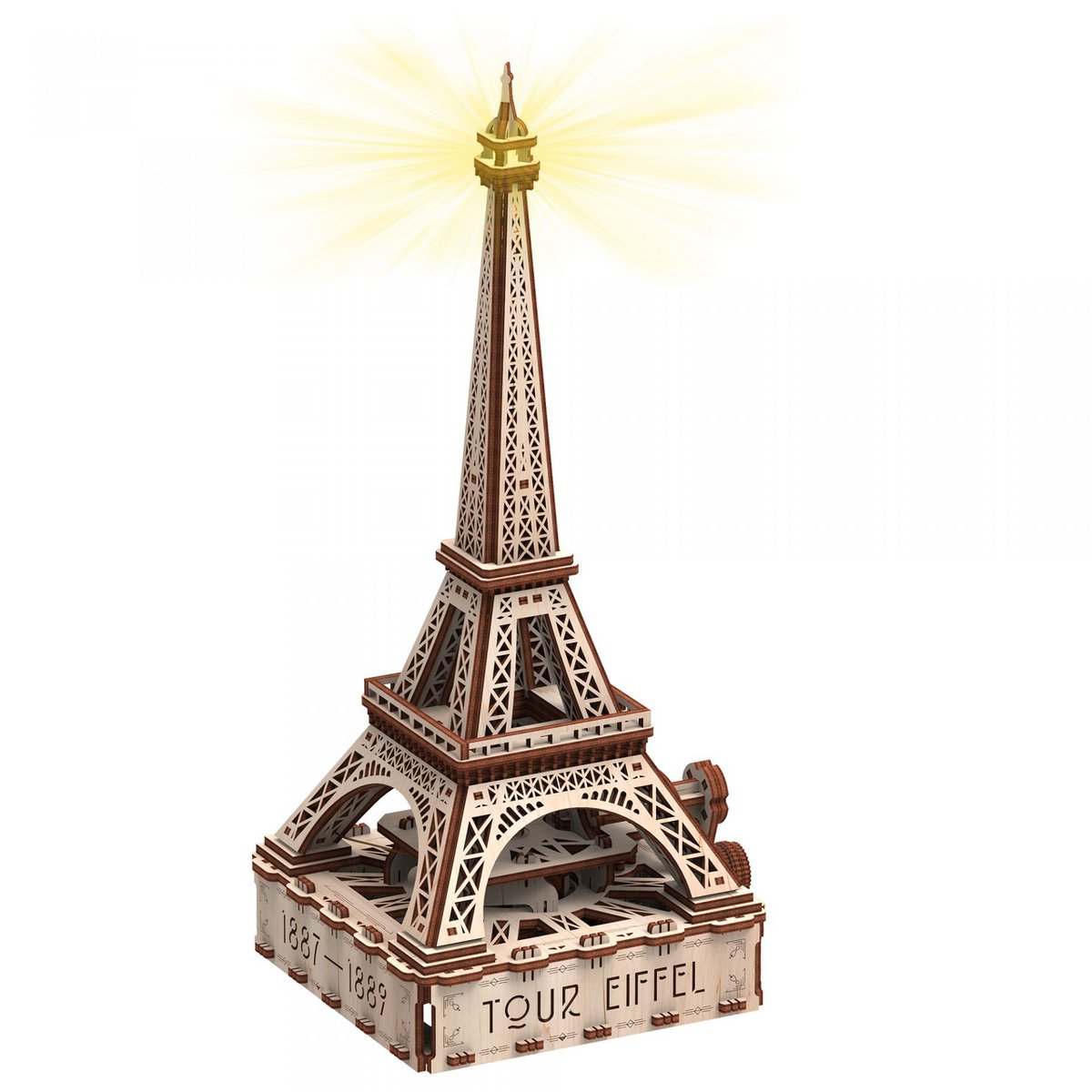Mr. Playwood 3D Houten Puzzel Eiffeltoren met LED verlichting, 10205, 18,5x16x38cm