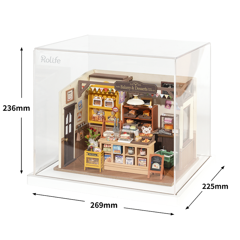 DIY Huisje Becka's Baking House met LED verlichting, Robotime, DG161, 21,5x14,9x15,7cm