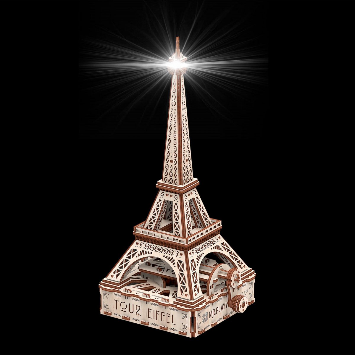 Mr. Playwood 3D Houten Puzzel Eiffeltoren met LED verlichting, 10205, 18,5x16x38cm