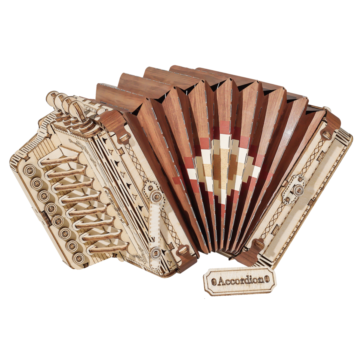 3D Houten Puzzel Muziekinstrument Accordion, Robotime, TG410, 17x7,5x9,5cm