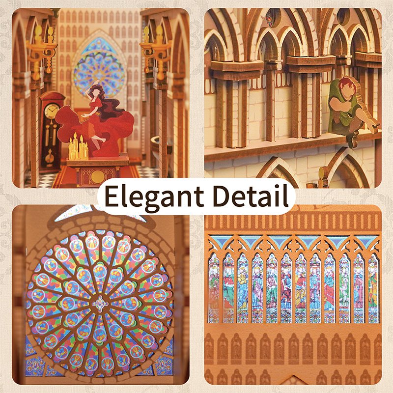 DIY Book Nook Boekensteun Notre Dame de Paris, Tone-Cheer, TQ120, 18x8x24,5cm