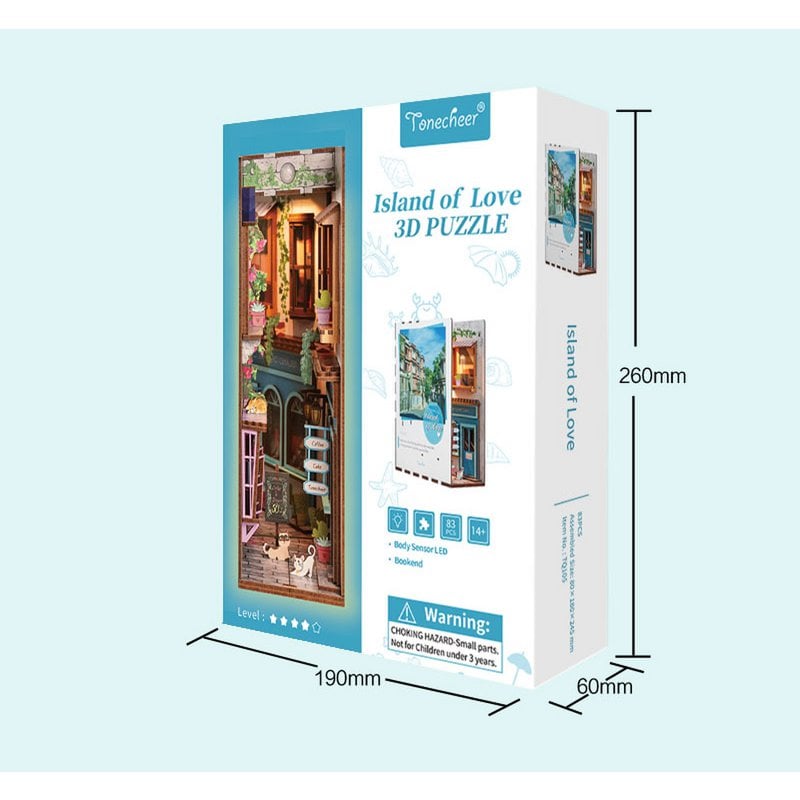 DIY Book Nook Boekensteun Island of Love, Tone-Cheer, TQ105, 18,2x8x24,5cm