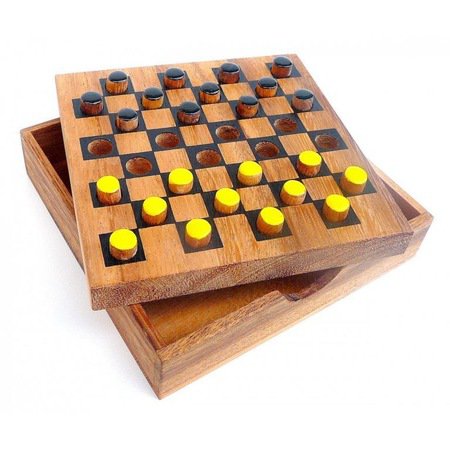 Logica Giochi Houten Bordspel Dammen, LG825, 14x14x3cm