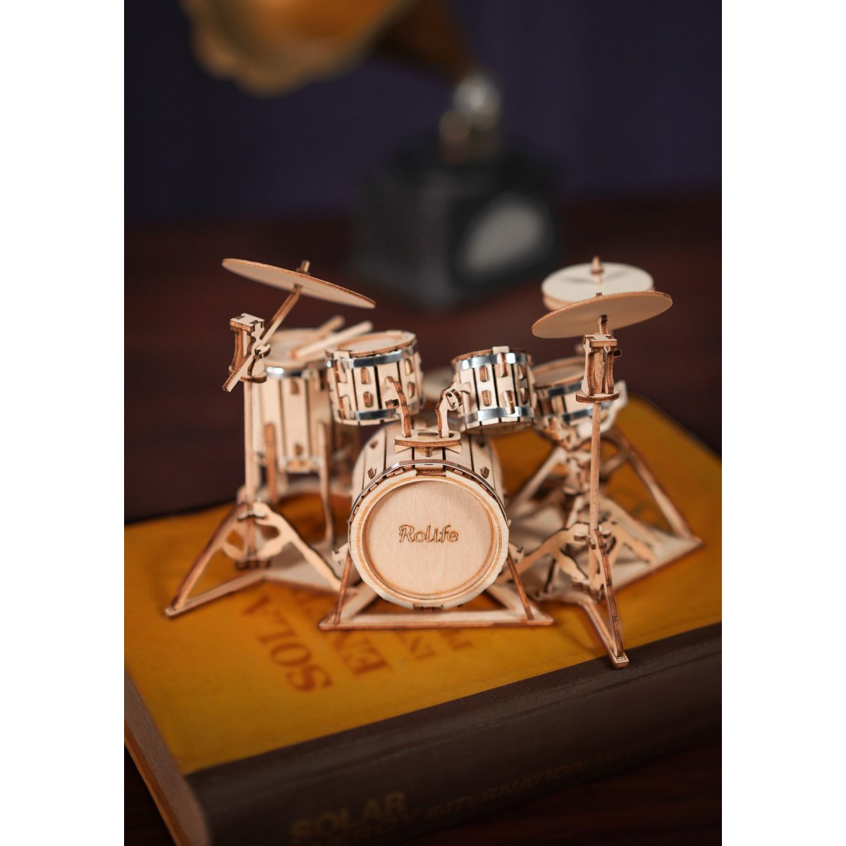 3D Houten Puzzel Muziekinstrument Drumstel, Robotime, TG409, 19x13,5x11cm