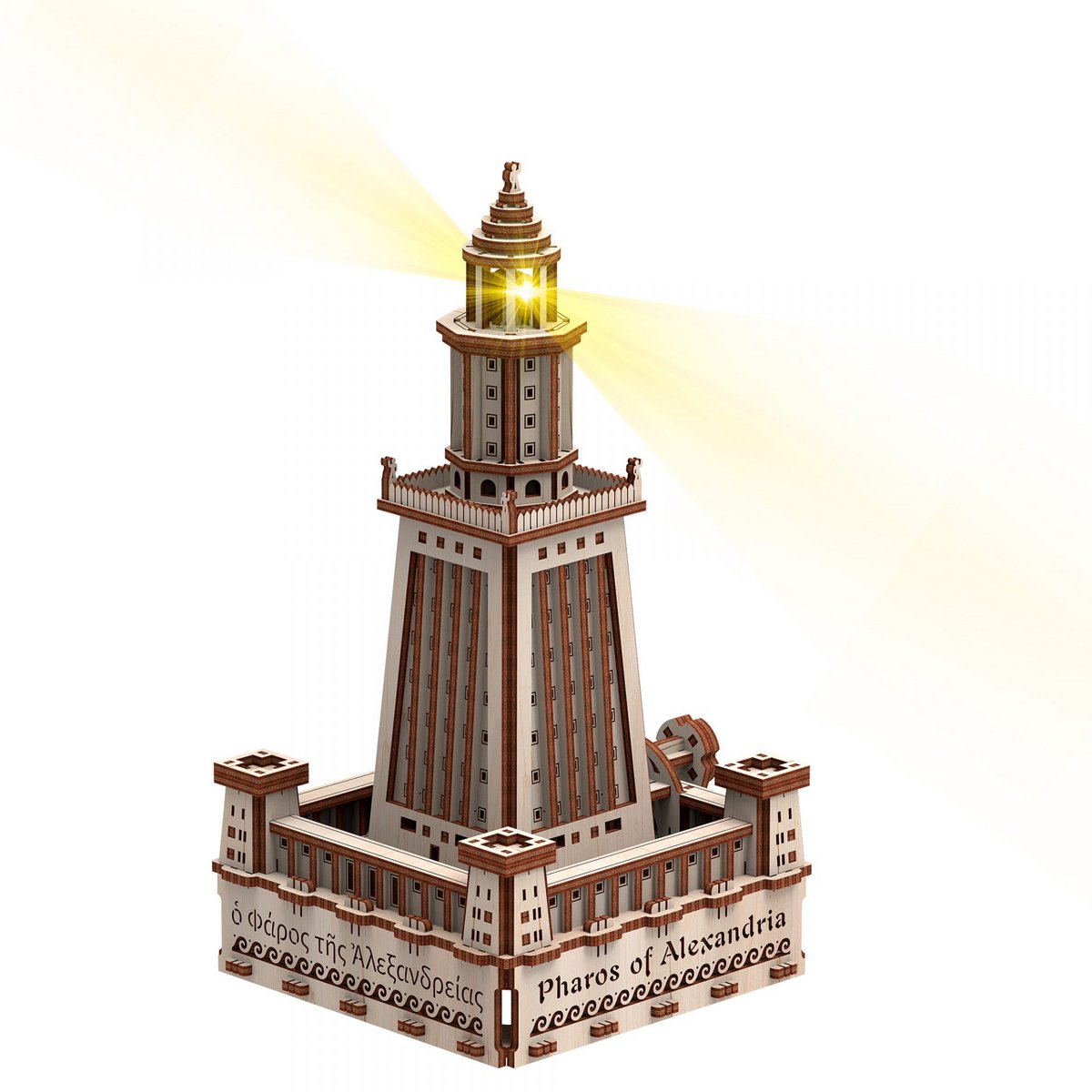 Mr. Playwwod 3D Houten Puzzel Lighthouse Alexandria incl. verlichting, 10208, 18,5x16x29,8cm
