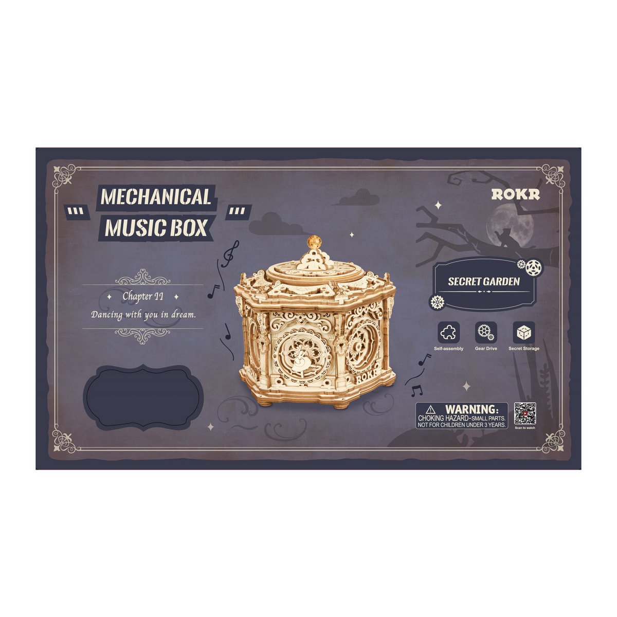 Muziekdoos Hout DIY 3D Puzzel Secret Garden, Robotime, AMK52, 13,5x13,5x14cm