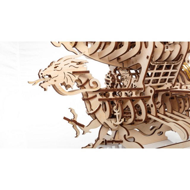 Eco Wood Art 3D Mechanische Puzzel Piratenluchtschip Skylord, 0327, 37,1x37,7x25,5cm