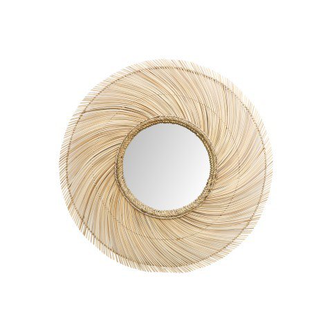 HSM Collection-Ronde Spiegel-90x5x90-Naturel-Bamboe