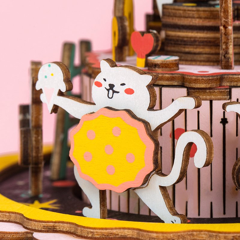 Muziekdoos DIY 3D Puzzel The Birthday Song, Robotime, AM42, 11,3×11,3×15,5 cm