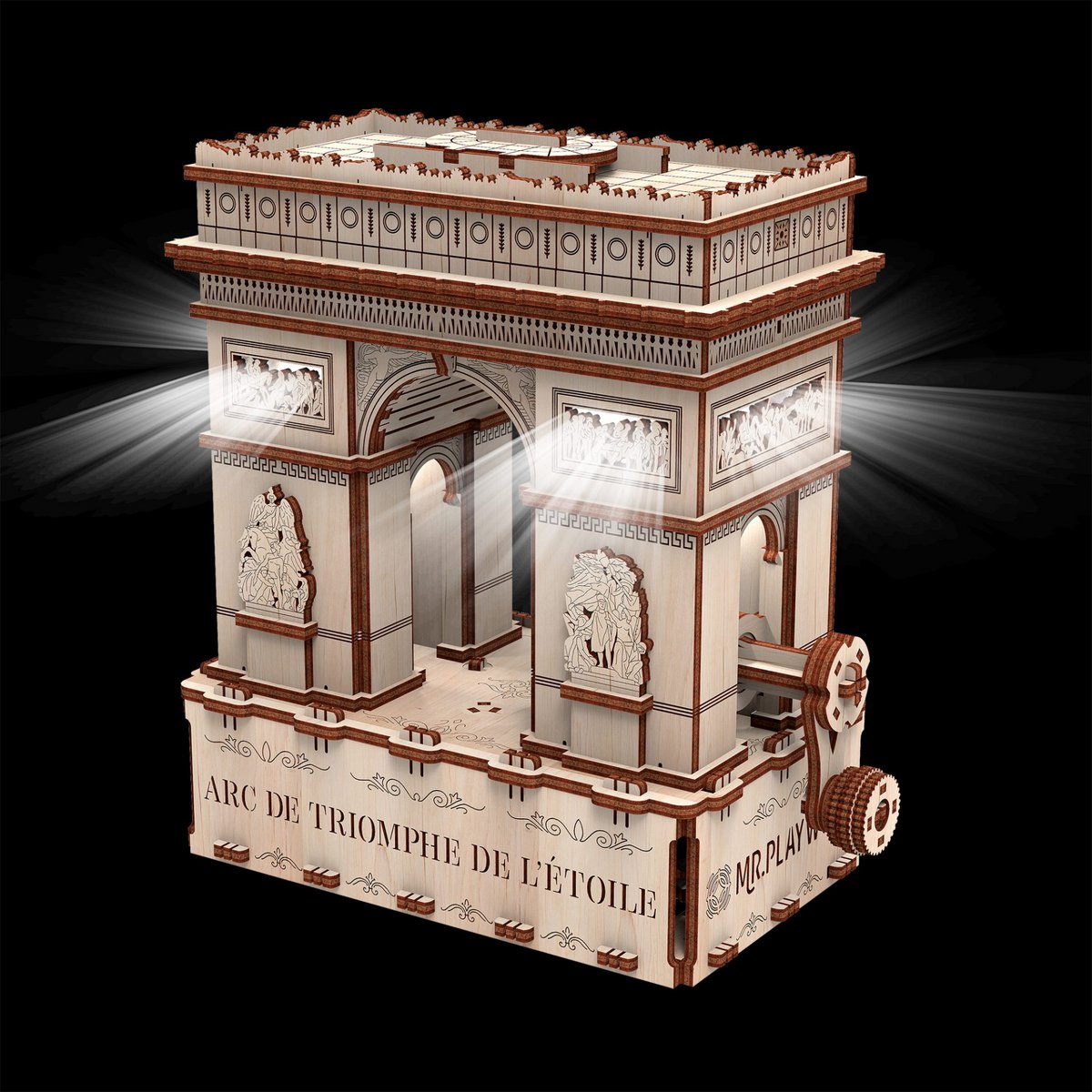 Mr. Playwood 3D Houten Puzzel Arc de Triomphe incl. verlichting, 10207, 20,6x11,2x21,3cm