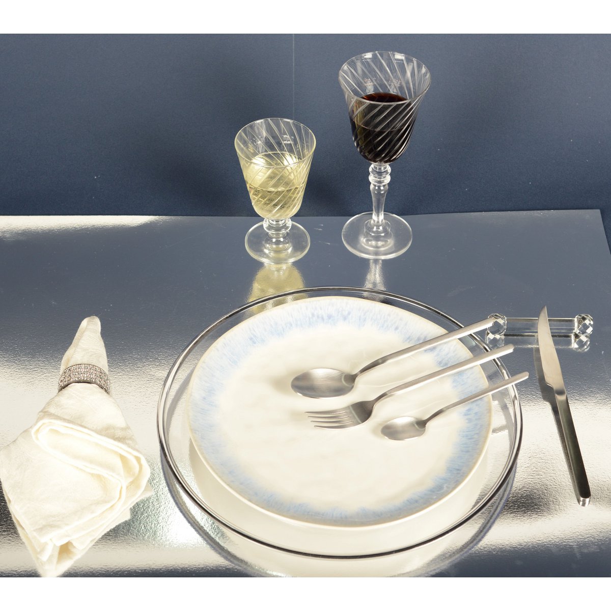 GESTREEPTE WIJNGLAZEN H20CM - SET VAN 6