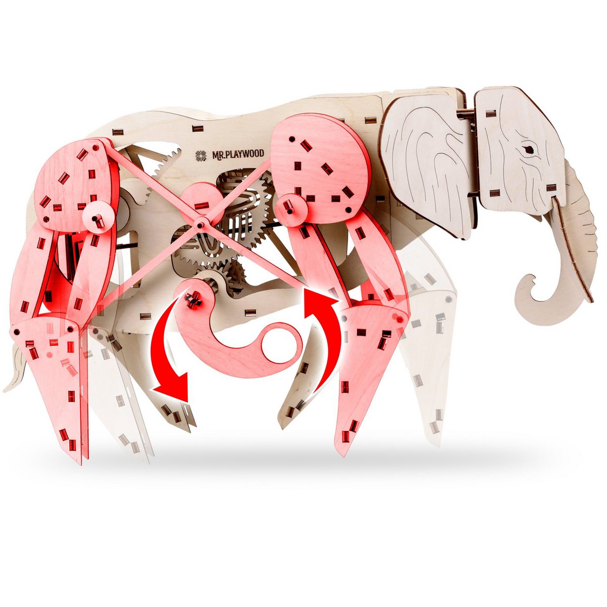 Mr. Playwood 3D Houten Puzzel olifant/ Elephant 10004 50x27x35cm.